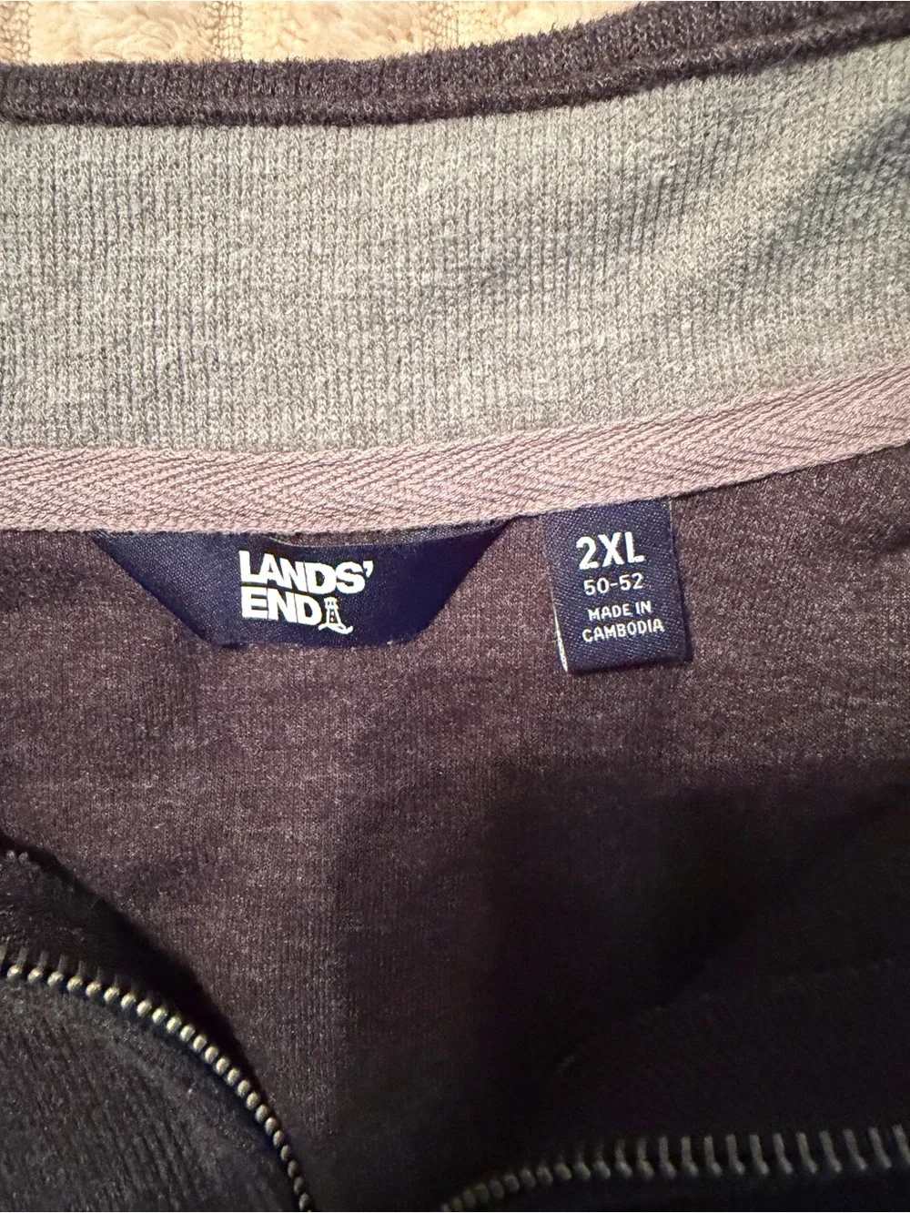 Lands' End Men's Half-Zip Sweater - Charcoal